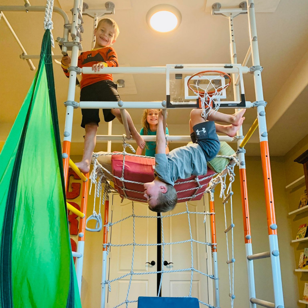 Kids Indoor play gym, jungle gym, brainrich kids, home gym, montessori playroom, sensory activities, diy gym, indoor gym for toddler