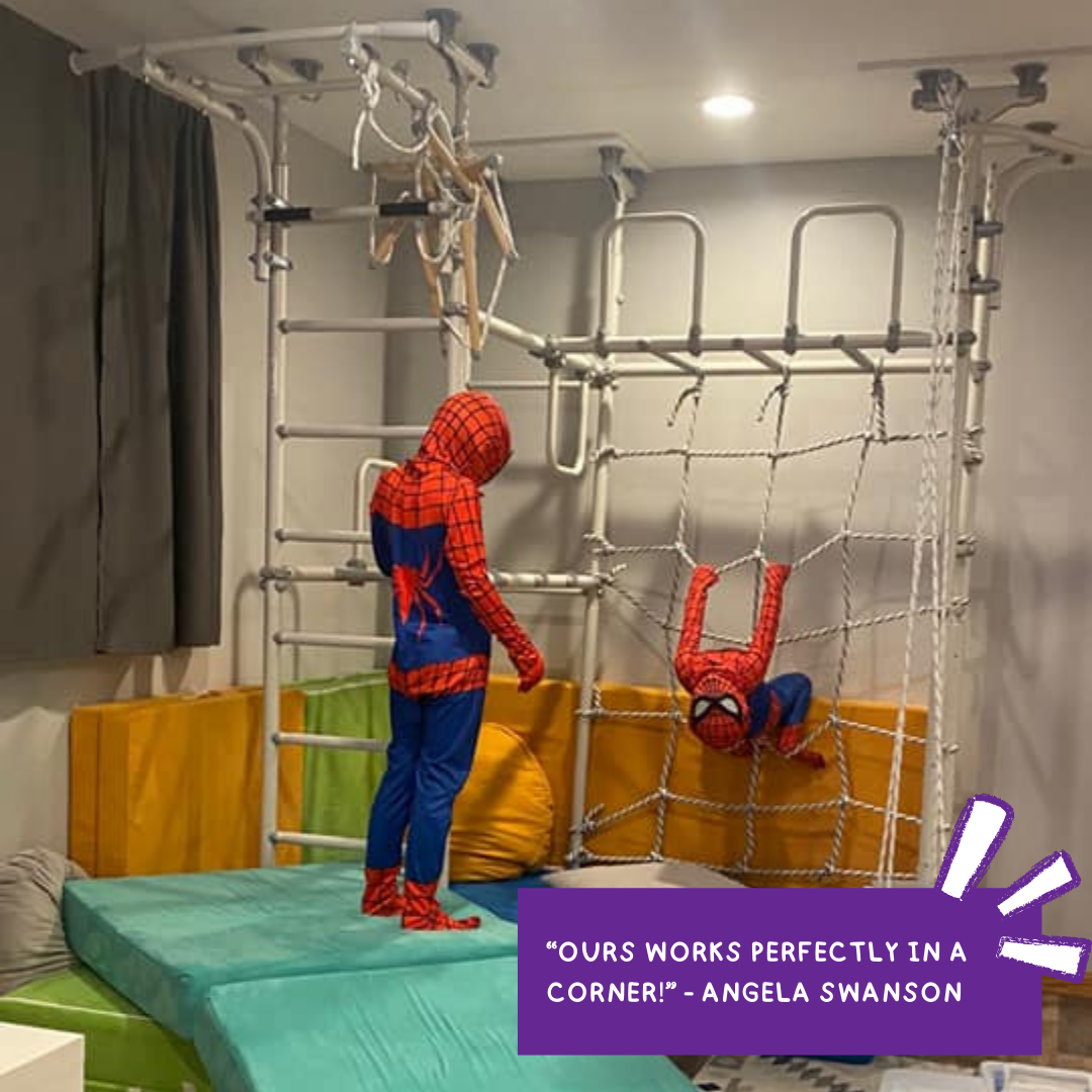 Indoor Play Gym installation tips.  Tips in installing brainrich kids play gym in the corner of your home. Small space installation. How to fit play gym in a small space and installing near the corner of the room.