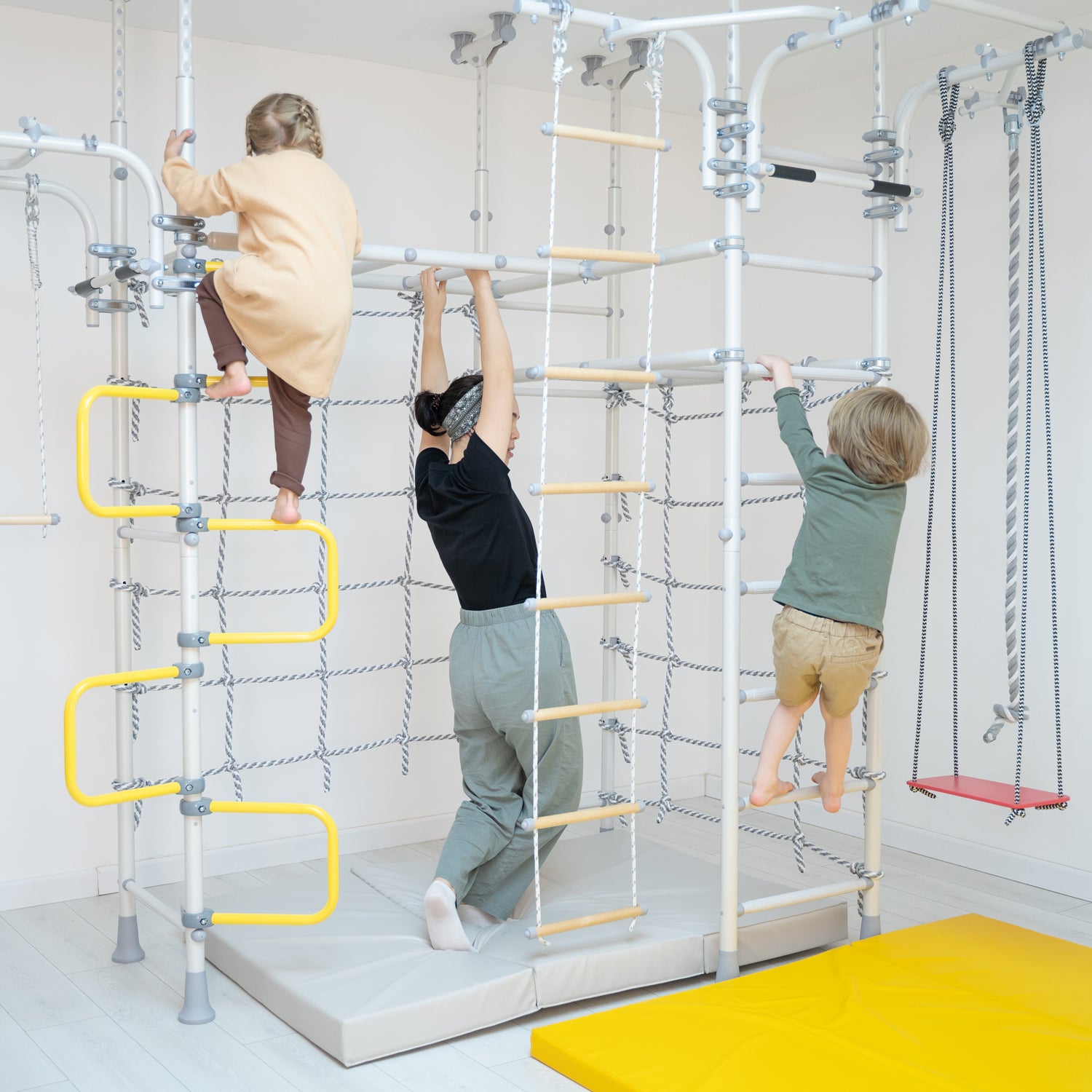 Kids playing in jungle gym